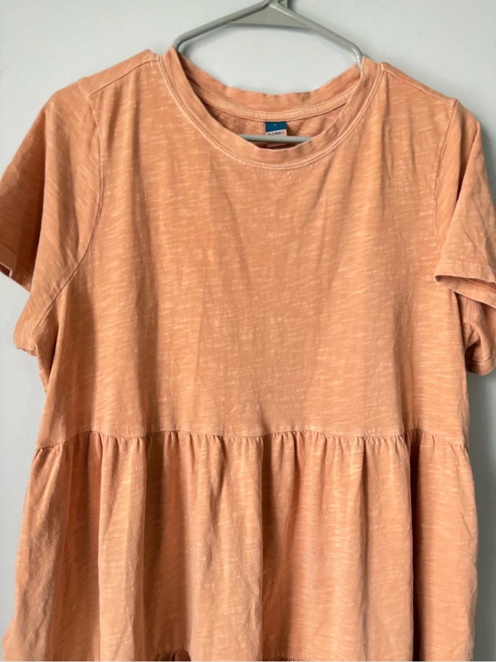 Old Navy Babydoll Dress Cottagecore Ruffles Cotton Peach Orange Boho Size L - Picture 3 of 8